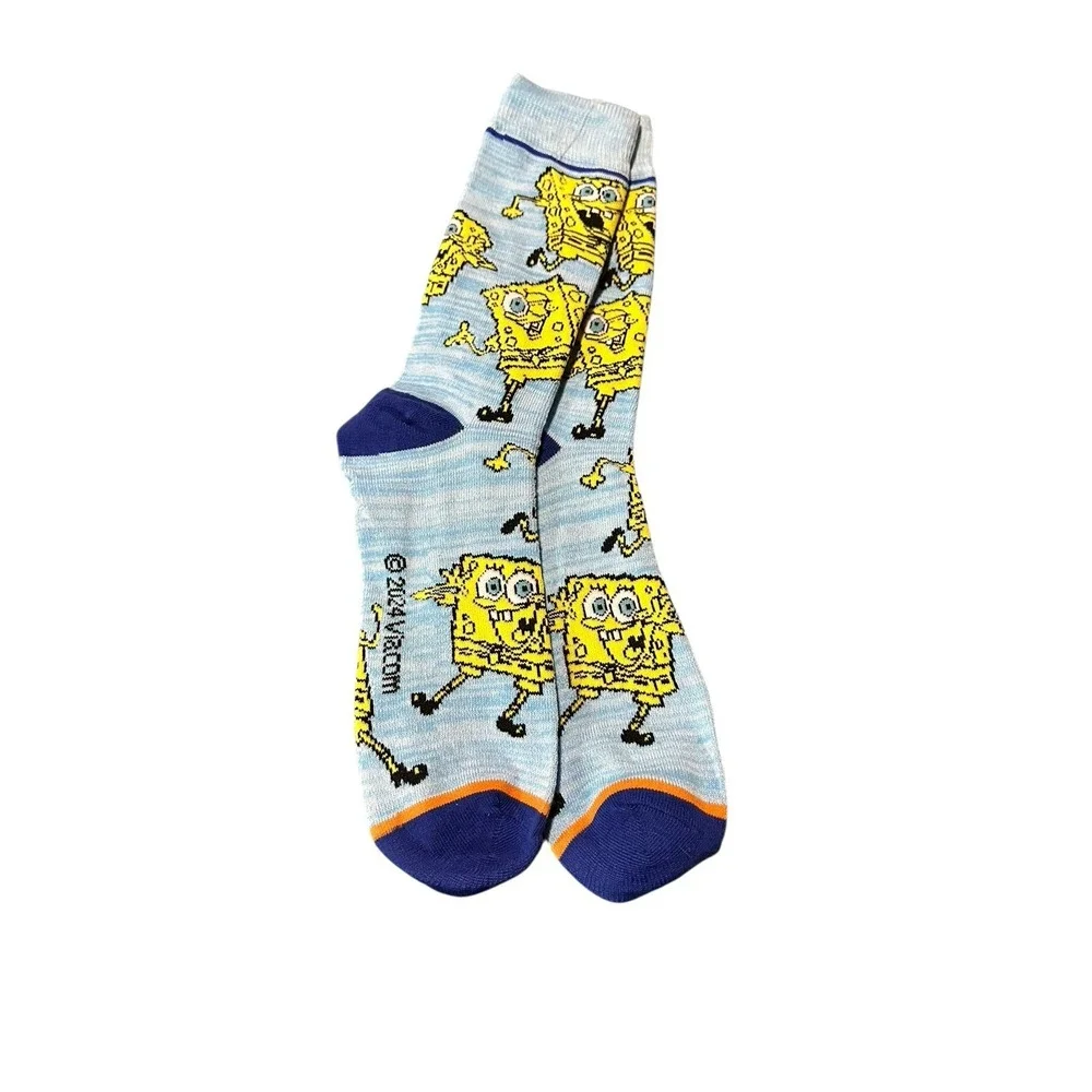 SpongeBob SquarePants Novelty Crew Socks Blue Yellow One Size NEW